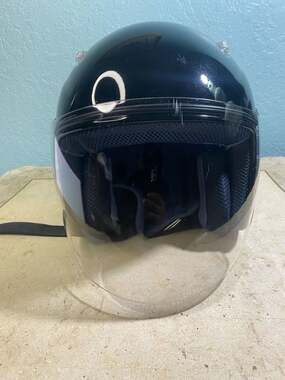 ZOX Open Face 3/4 Motorcycle Helmet with Clear Shield - Gloss Black